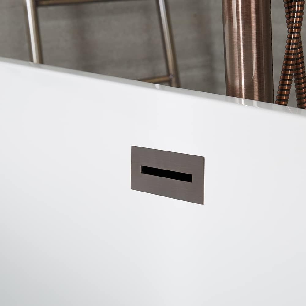White Freestanding Double Ended Square Bath 1615x720mm Bronze Overflow