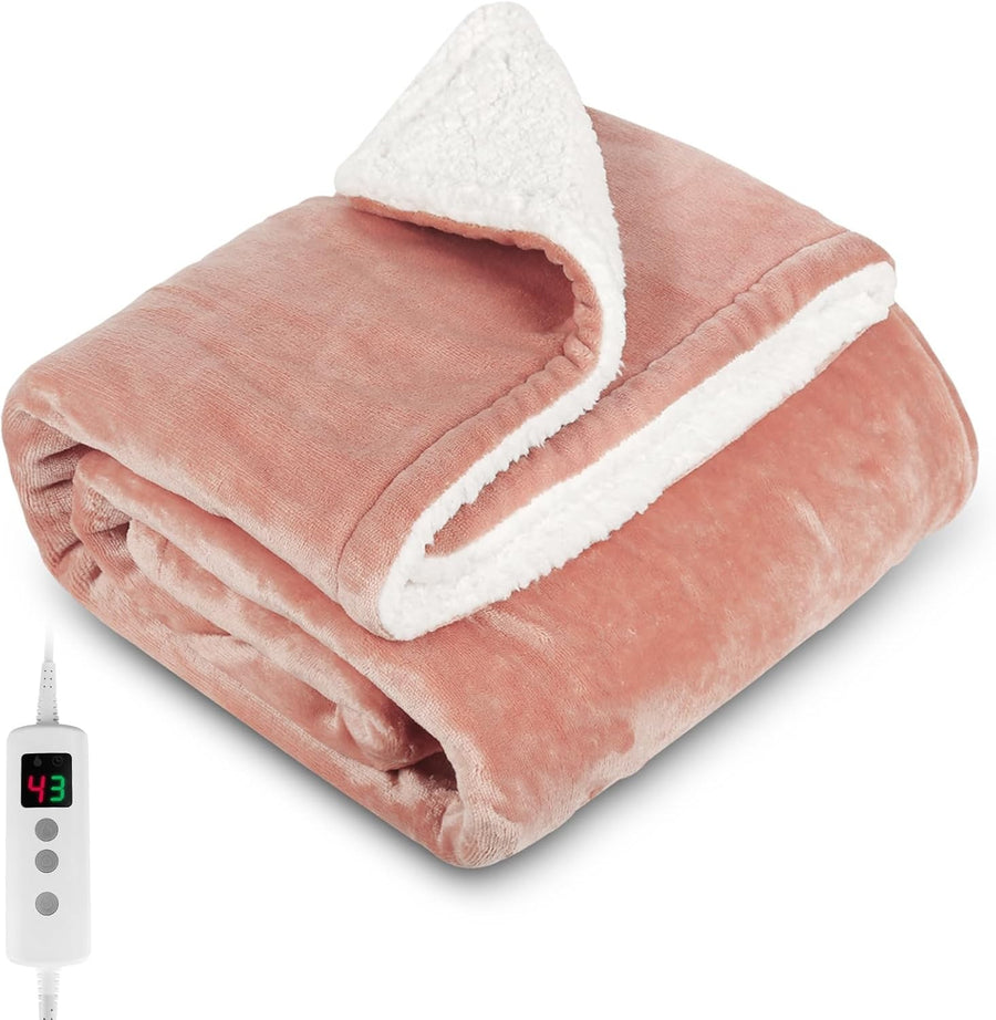 Electric Heated Throw Blanket 10 Heat Auto Off Washable 160x130cm