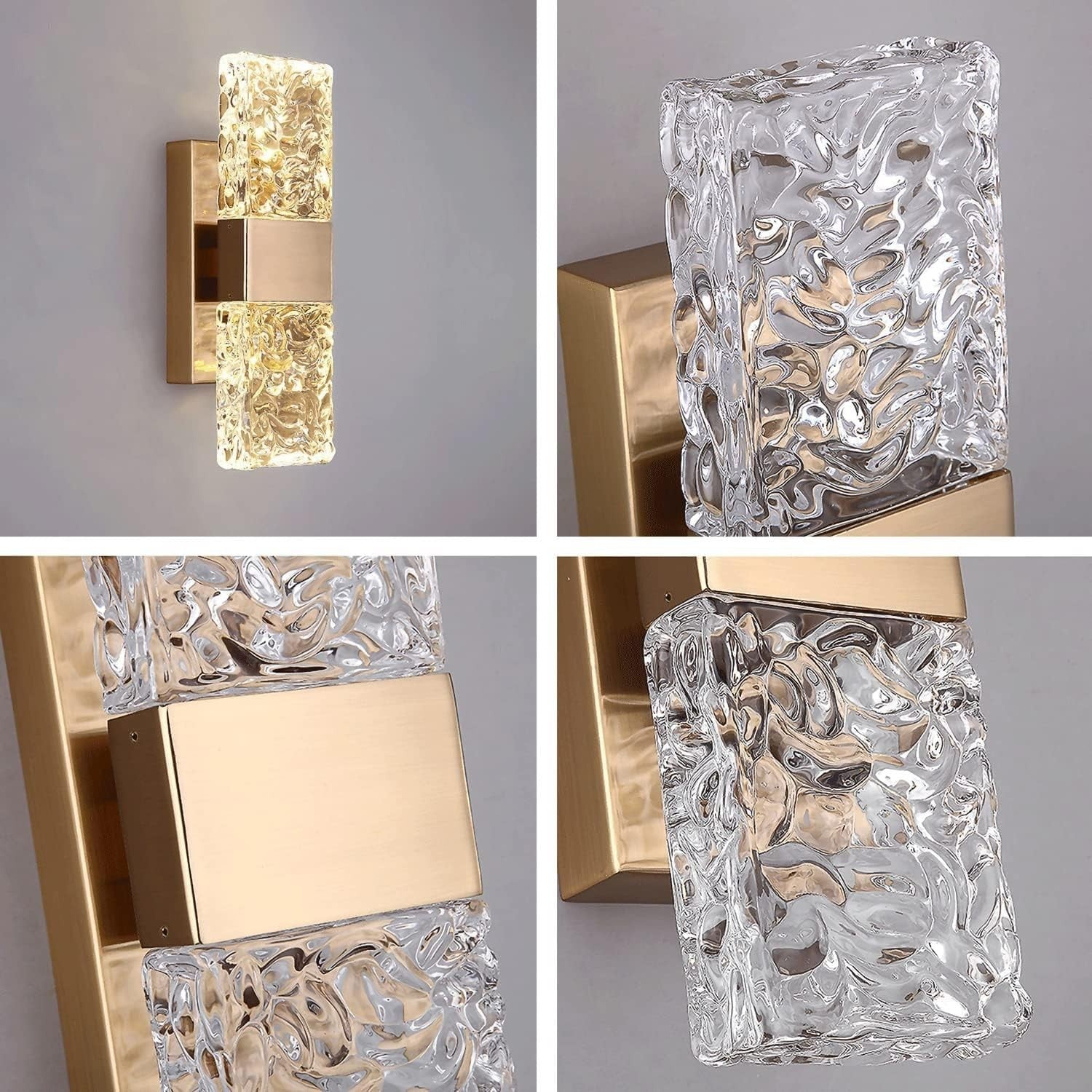 Golden LED Wall Light Fixture with Nordic Crystal, Energy Saving, Indoor