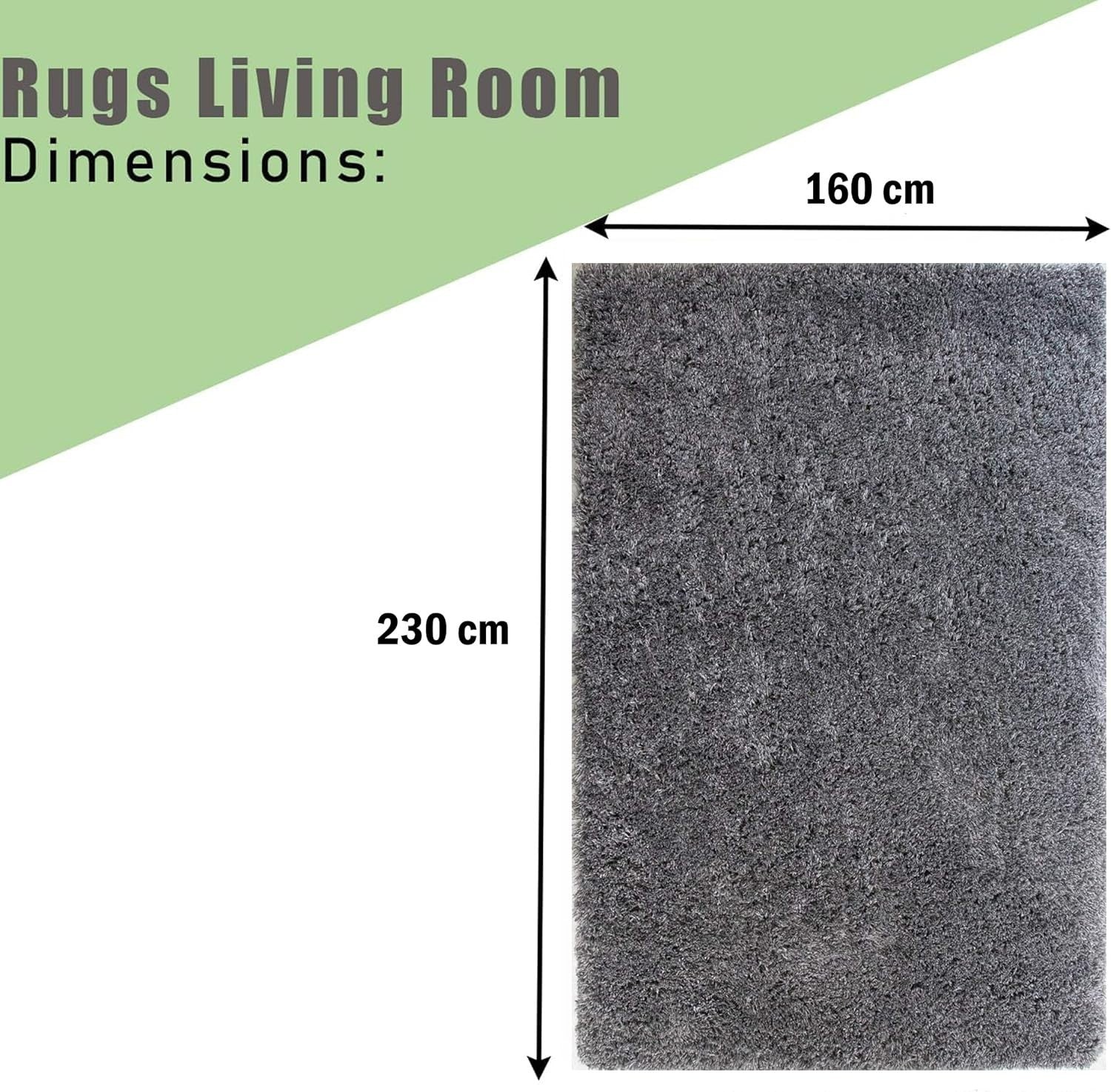 Extra Large Shaggy Rug 160x230cm 5cm Thick Soft High Pile Dark Grey Carpet