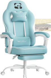 Gaming Chair w/ Pocket Spring Cushion Footrest 150kg Blue