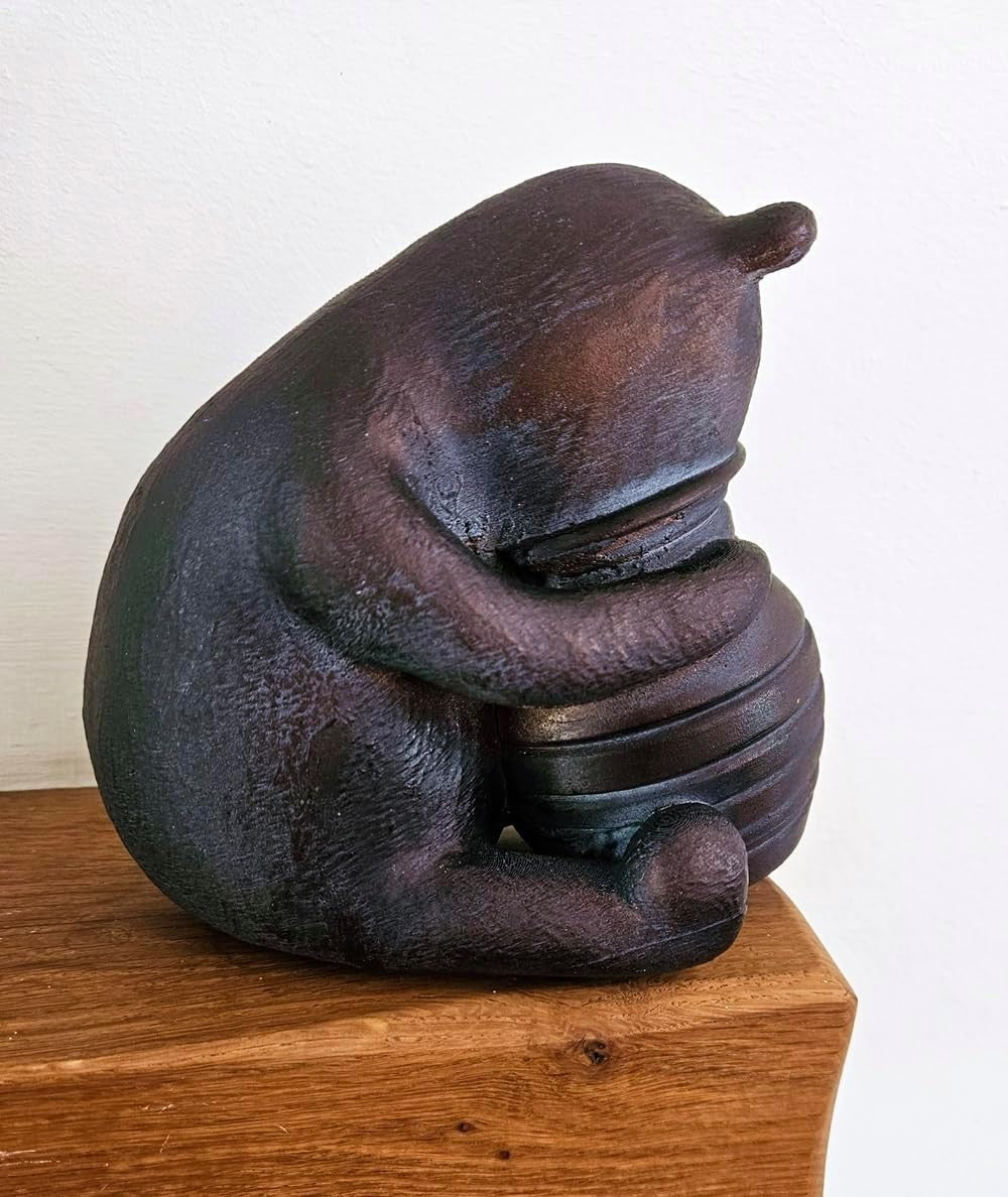 Bronze Sitting Bear Garden Ornament 15cm Resin Sculpture Outdoor Home Decor