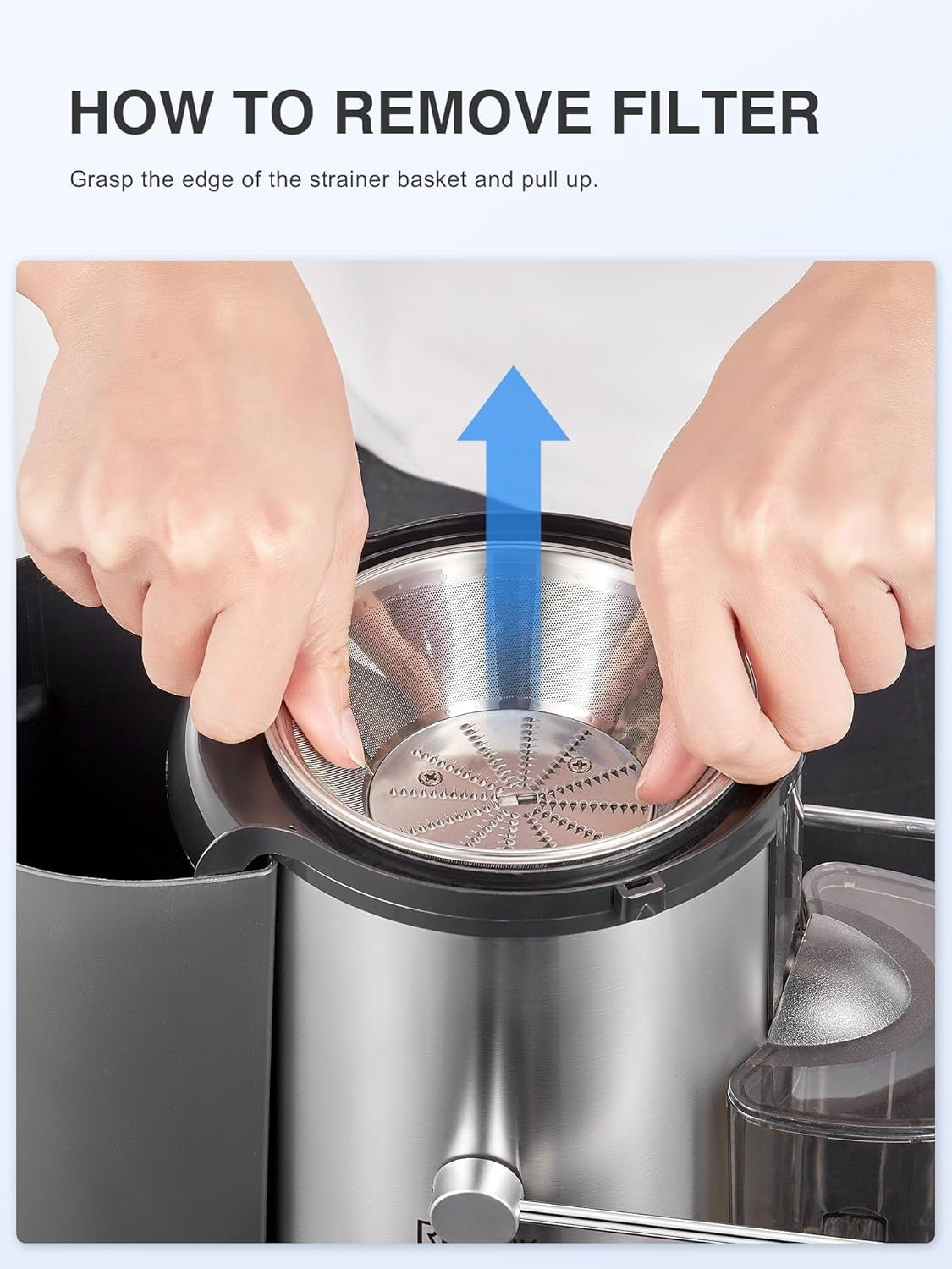 800W Centrifugal Juicer 3 Inch Wide Mouth 2 Speed Easy Clean Black Whole Fruit