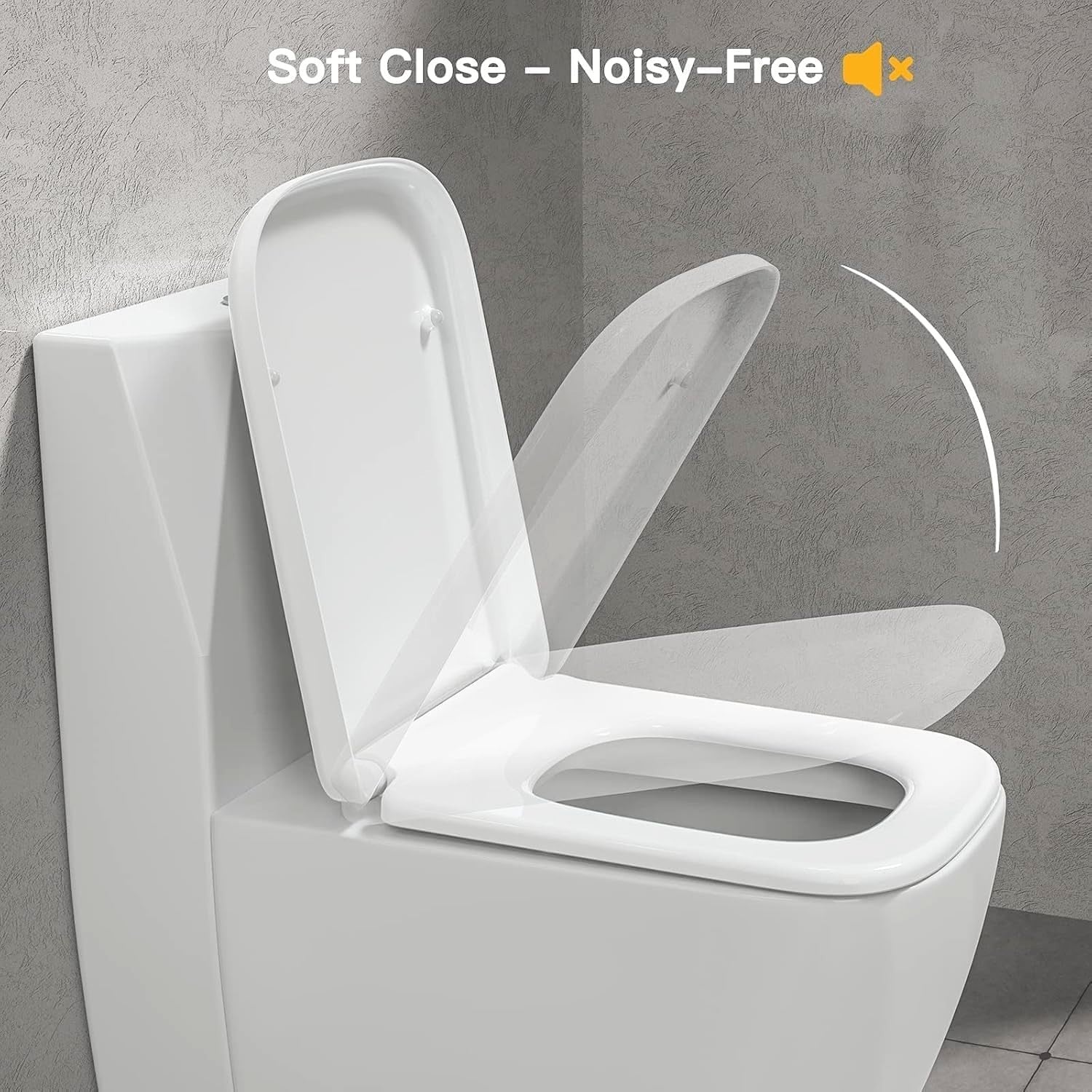 Square Toilet Seat Soft Close Quick Release Top Fix White Anti-Bacterial 35x46cm