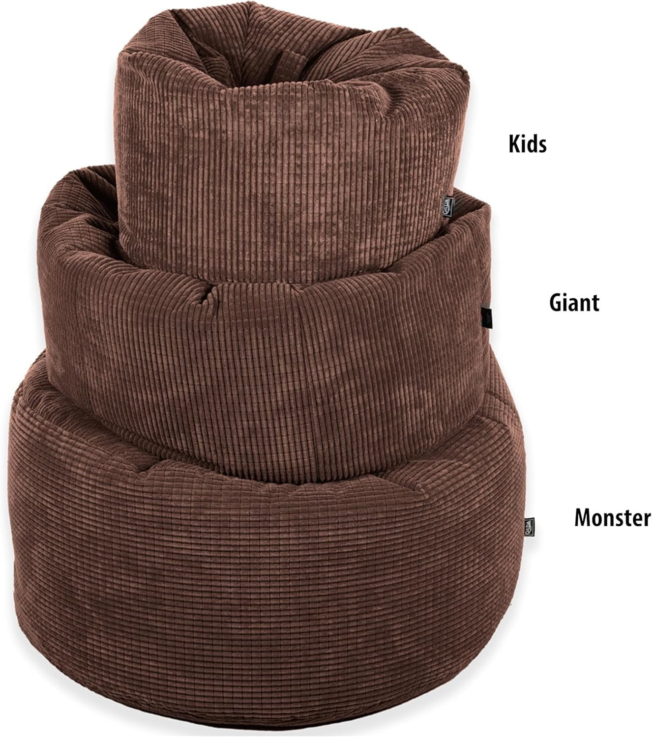 Corduroy Monster Bean Bag Chair - Soft Filled, Portable Lounger, Kids/Adults