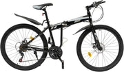 26" Foldable Mountain Bike 21 Speed Disc Brakes Urban Commuter Camping MTB