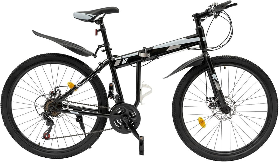 26" Foldable Mountain Bike 21 Speed Disc Brakes Urban Commuter Camping MTB