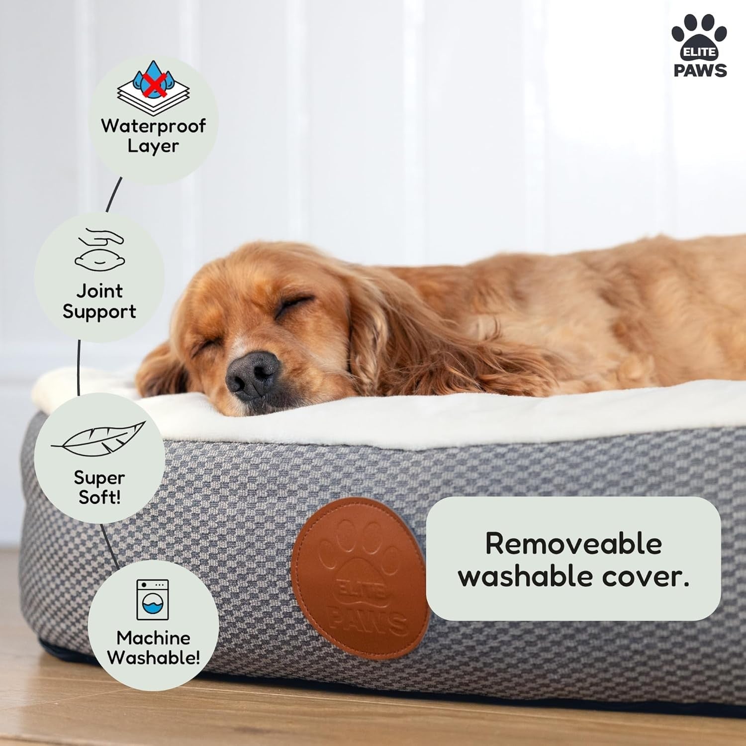 Orthopedic Dog Bed Small 65x50x15cm Dual Foam Washable Cream