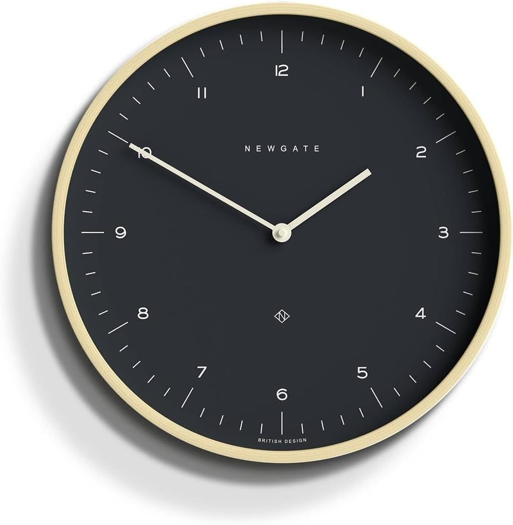40cm Silent Wall Clock Modern Grey Dial Pale Wood Minimalist Design