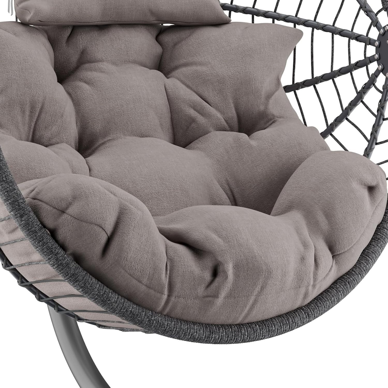 Dark Grey Hanging Egg Chair with Stand Adjustable Swing Indoor Outdoor Seat