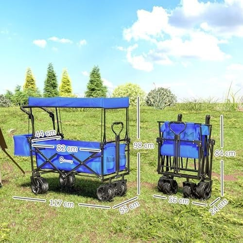 120L Folding Festival Trolley Cart Canopy All Terrain Wheels Garden