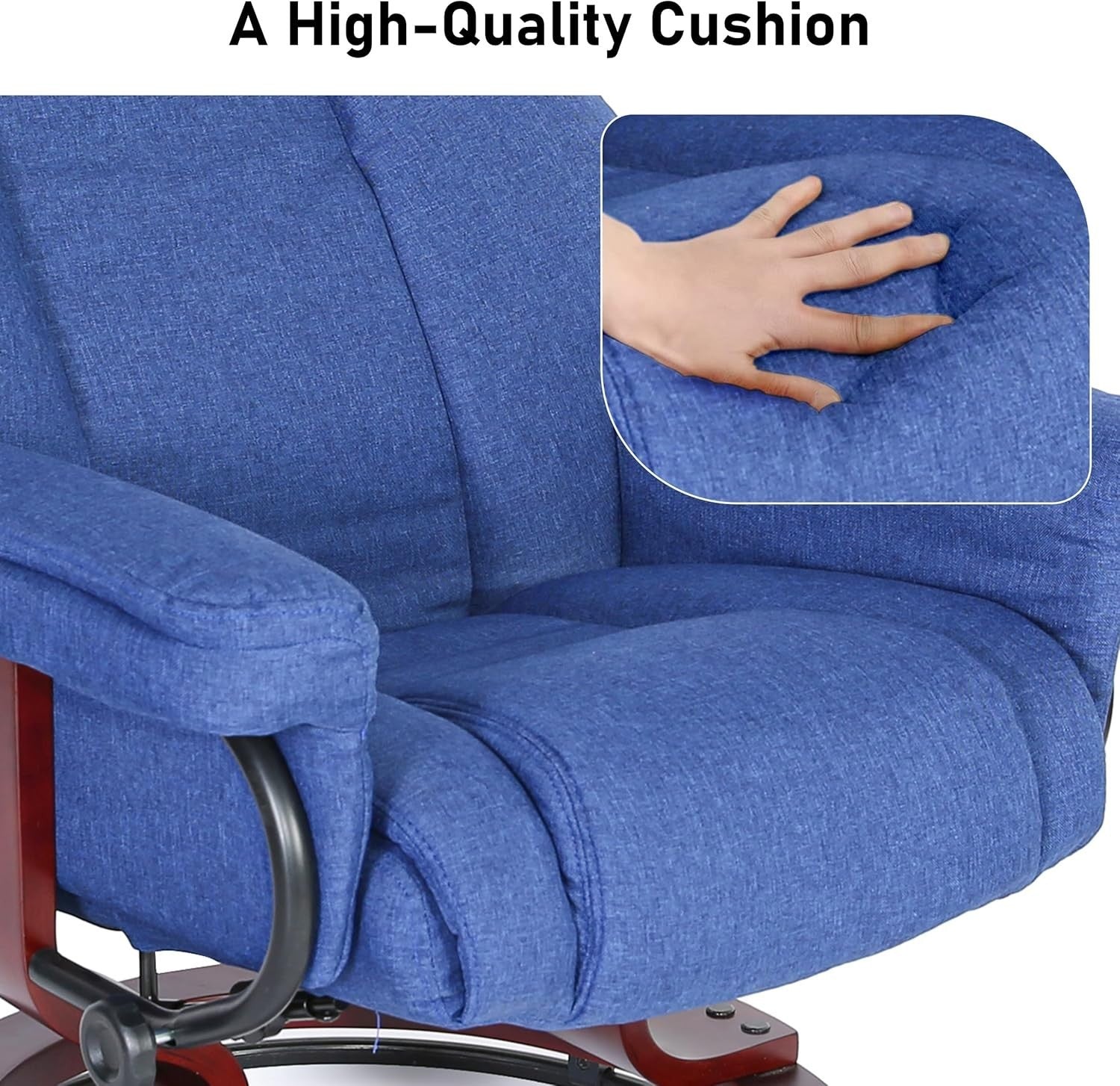 Swivel Recliner Armchair with Footstool Linen High Back Tilt Lounge