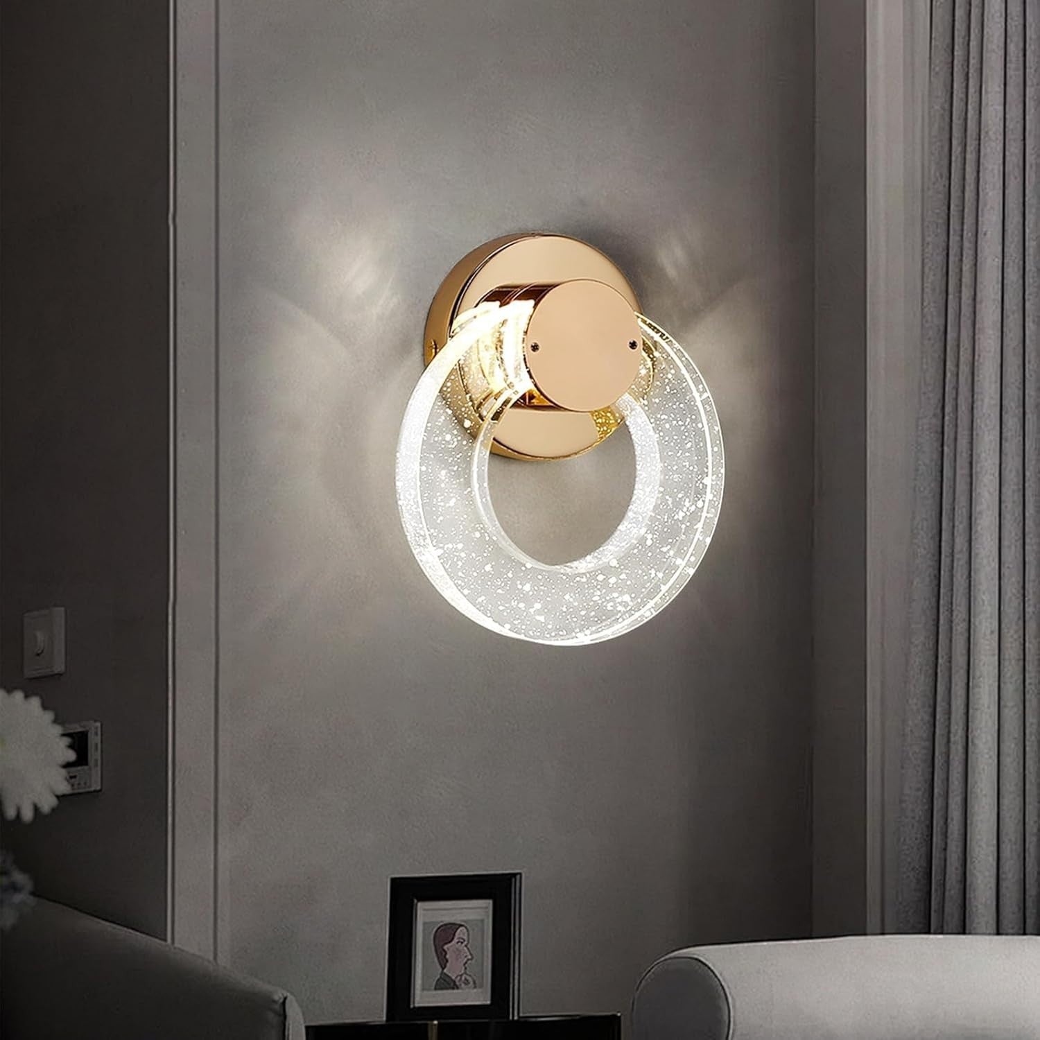 Modern Gold Crystal Wall Light LED Sconce Small Lamp for Bedroom Hallway