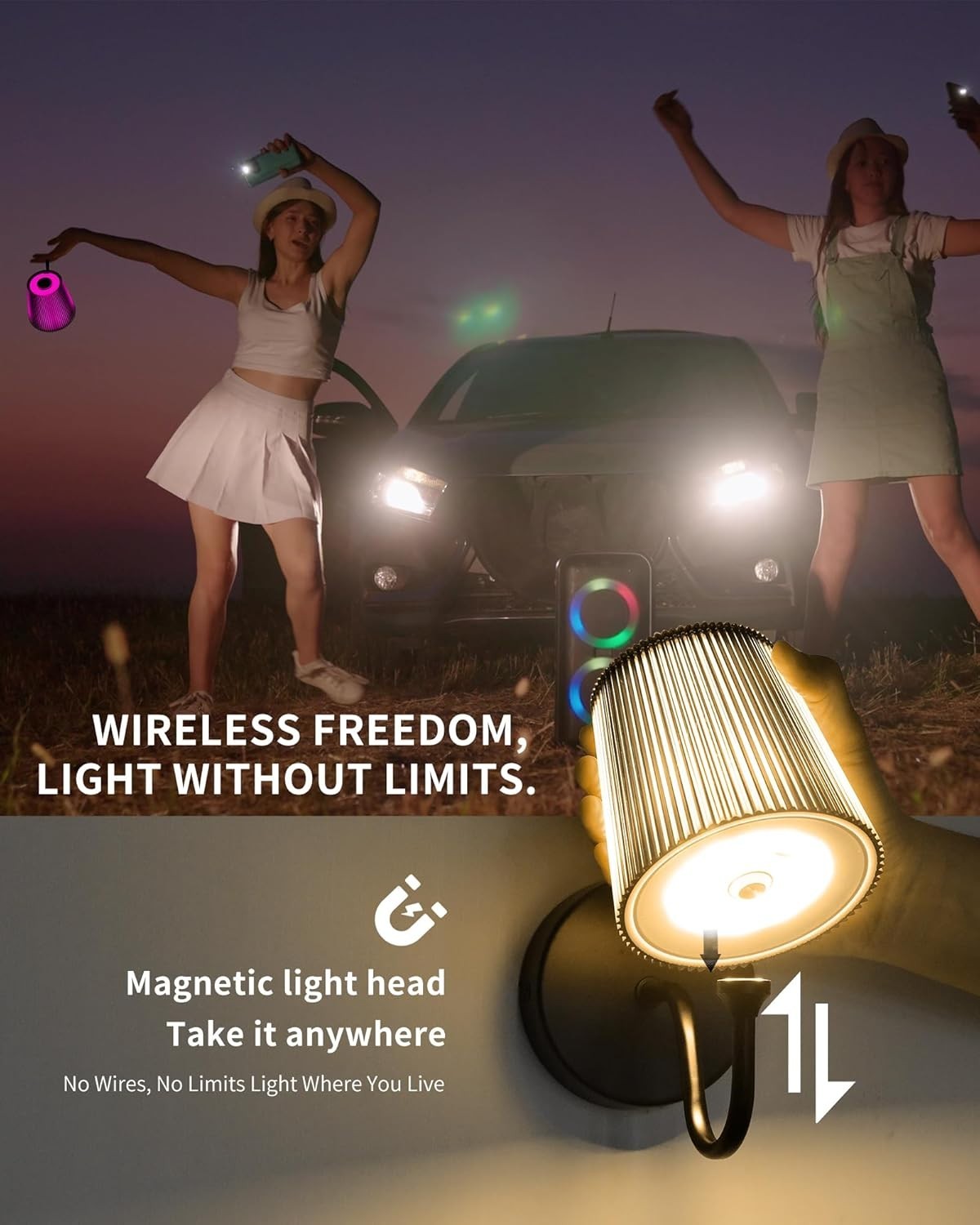 Rechargeable Magnetic Wall Lights with Remote, Dimmable RGB Picture Lamp