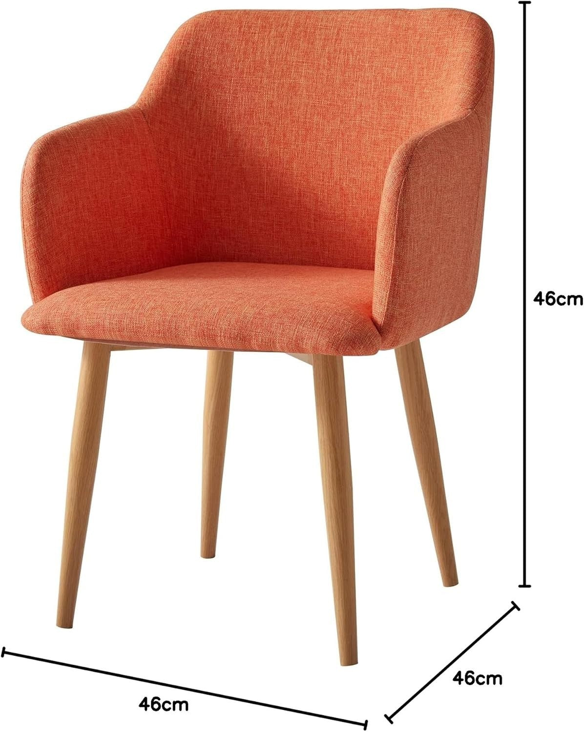 Orange Fabric Tub Chair Wing Back Armchair, Compact Bedroom Vanity Seat