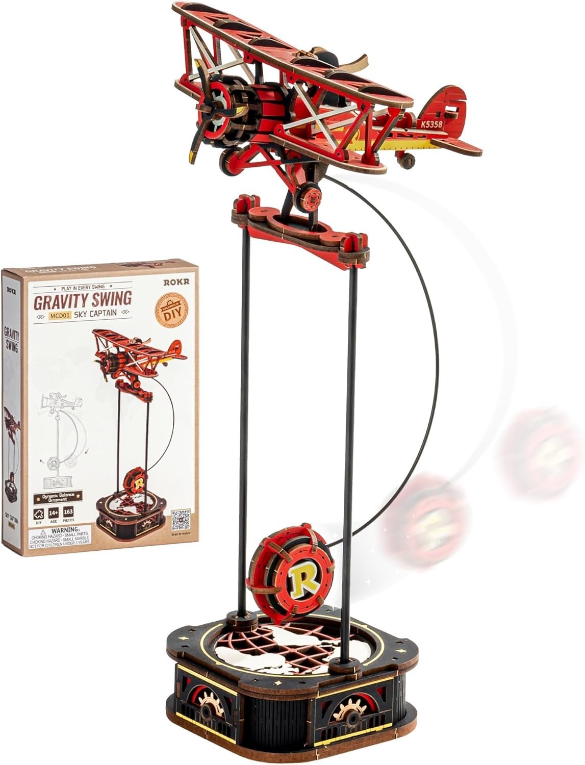 Mechanical 3D Wooden Puzzle Swing Ornament – DIY Model, No Batteries