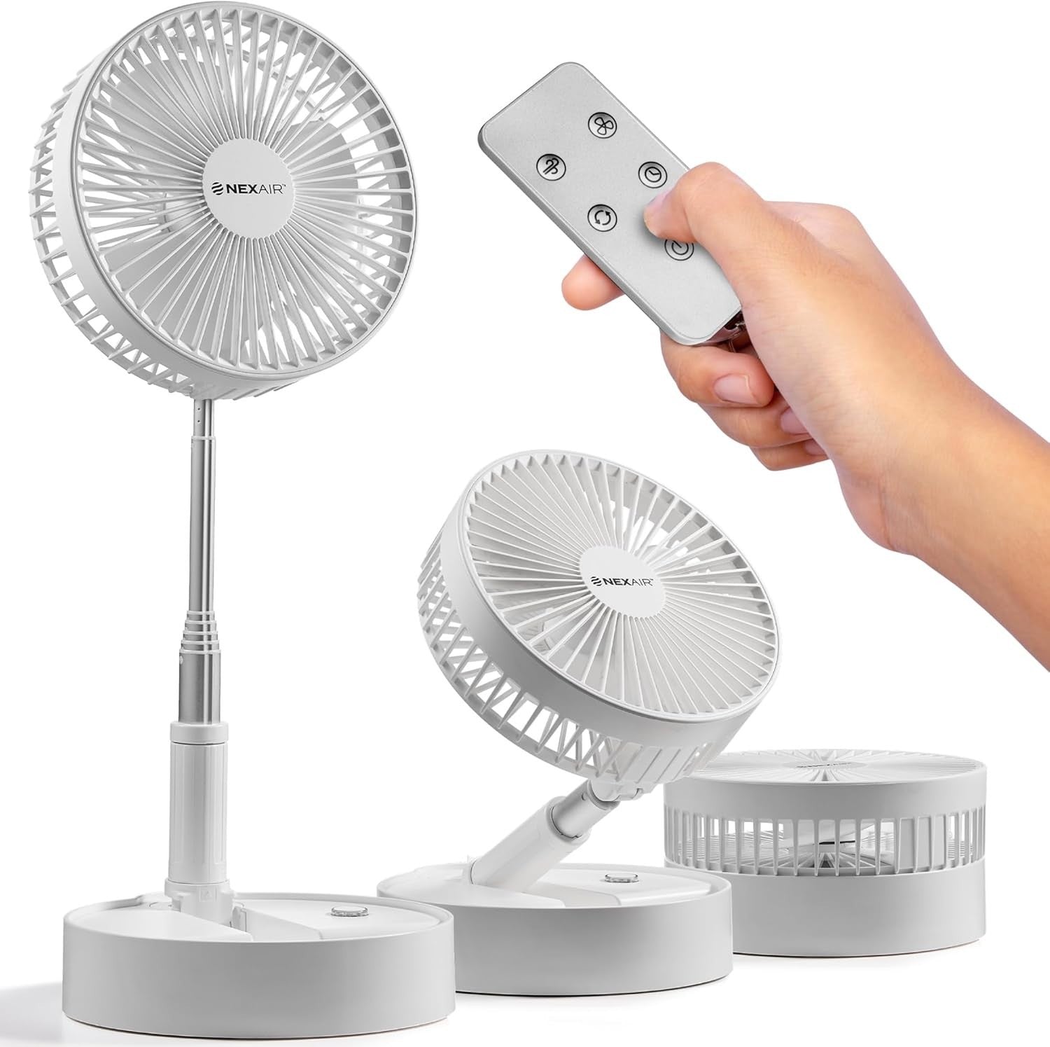 8" Foldable Fan – 10000mAh Rechargeable Portable Quiet 4 Speed Remote Control