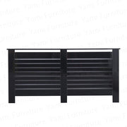High Gloss Radiator Cover XL Black Modern Slatted Cabinet – Luxury Heating Cover