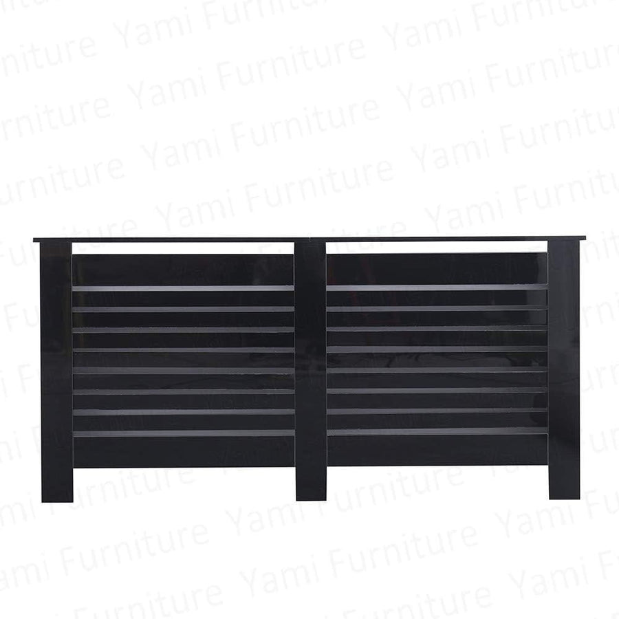 High Gloss Radiator Cover XL Black Modern Slatted Cabinet – Luxury Heating Cover