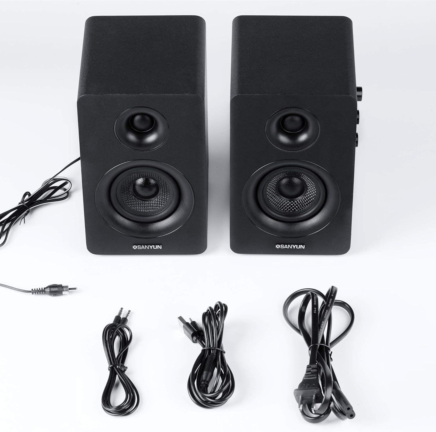 Bluetooth 5.0 HiFi Bookshelf Speakers with Carbon Fiber Drivers and 24bit DAC