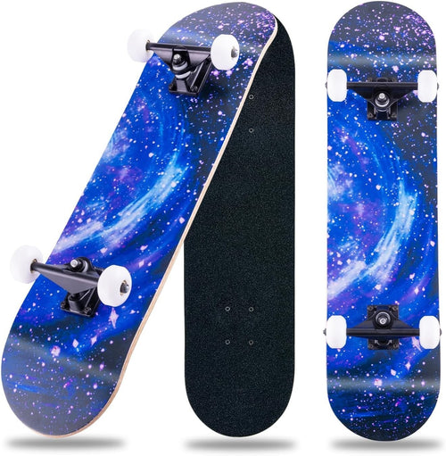 31in Complete Skateboard Maple Double Kick Trick Board Adults & Teens Star