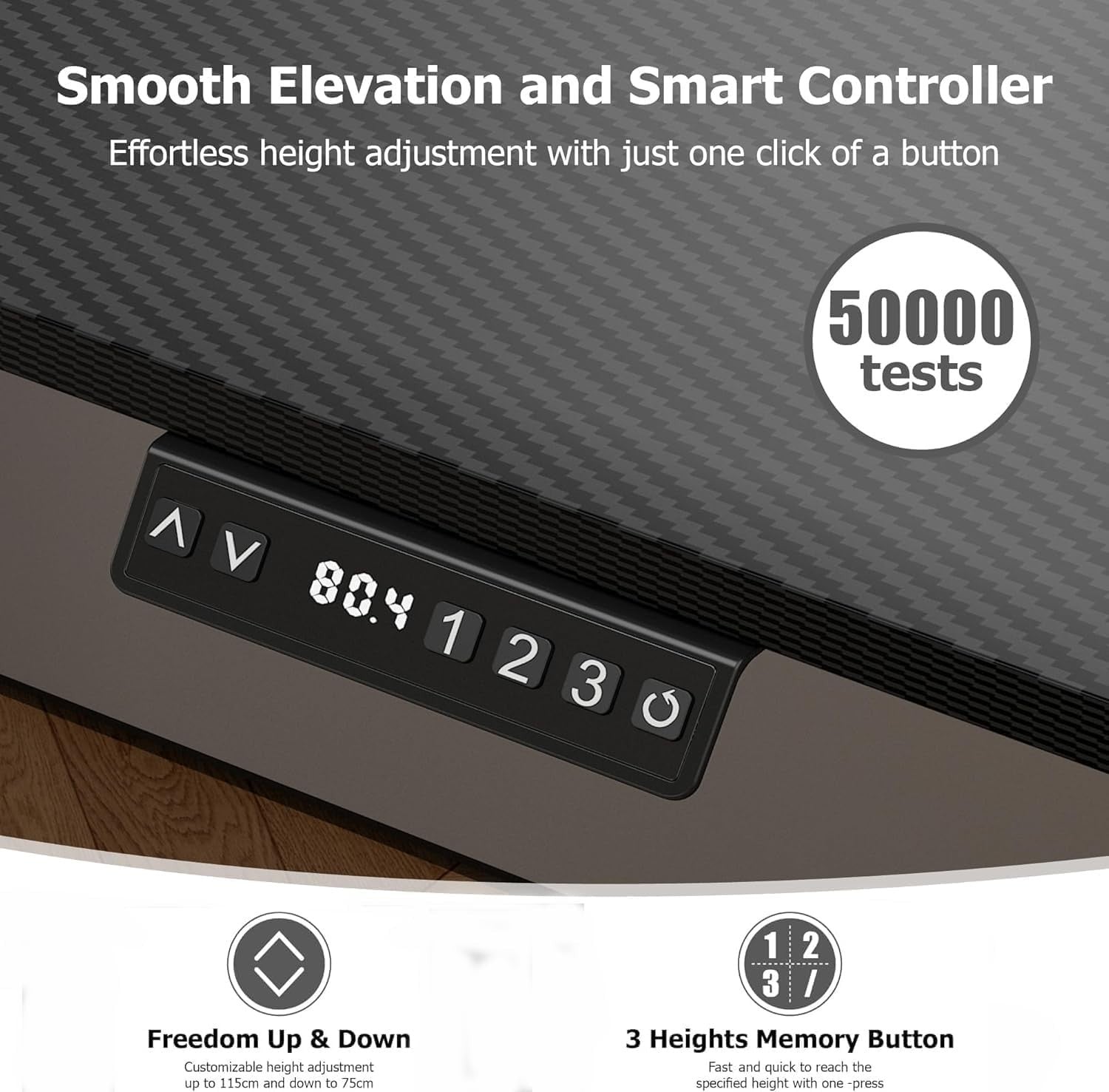 Electric Standing Desk 160x70cm w/Drawer, USB Port & Memory Control Brown