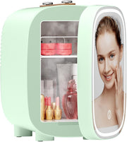4L Skincare Mini Fridge Cooler & Warmer LED Mirror Portable Green