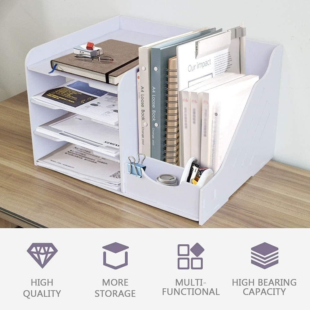 4-Tier Desk Organizer | Vertical & Horizontal File Holder | A4 Paper Storage