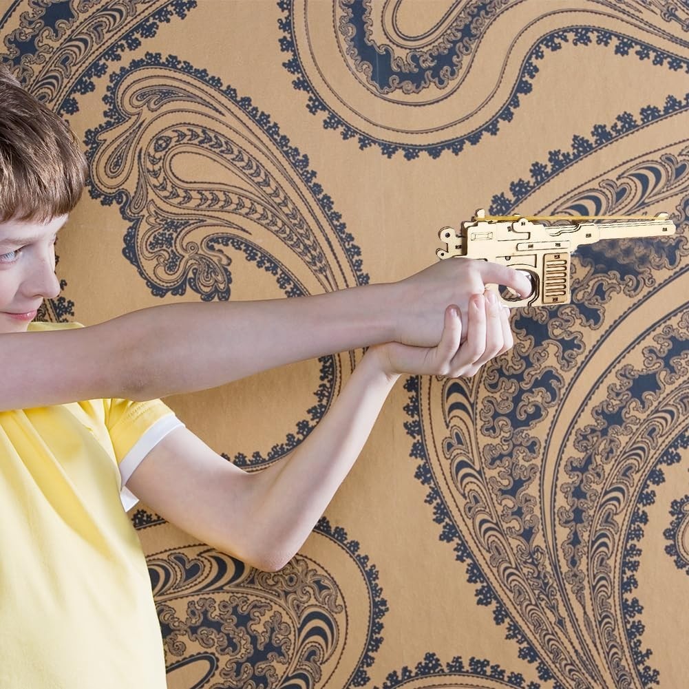 3D Wooden Puzzle Gun Toy Kit DIY Rubber Band Shooter Model for Teens