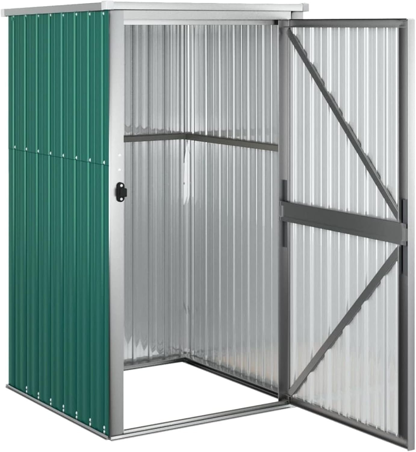 Outdoor Metal Garden Shed Storage House with Sloped Roof & Handle green