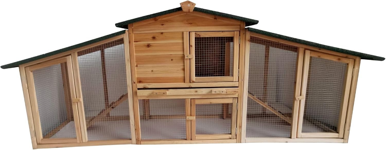 Large Raised Wooden Chicken Coop 215cm Hen House Run