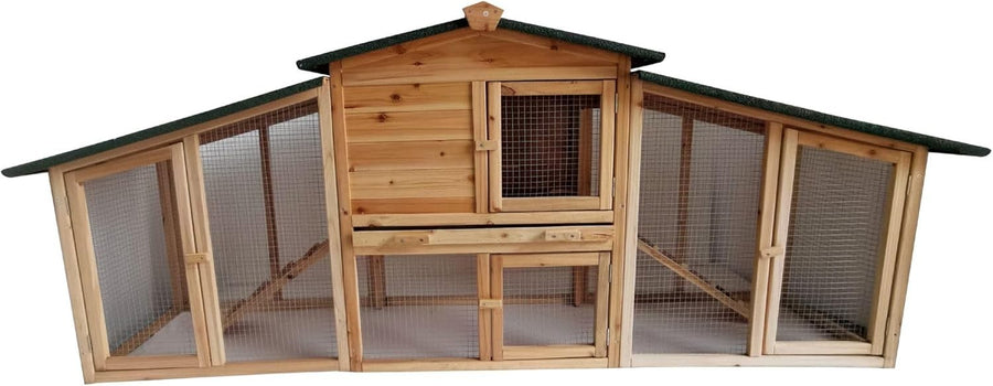 Large Raised Wooden Chicken Coop 215cm Hen House Run