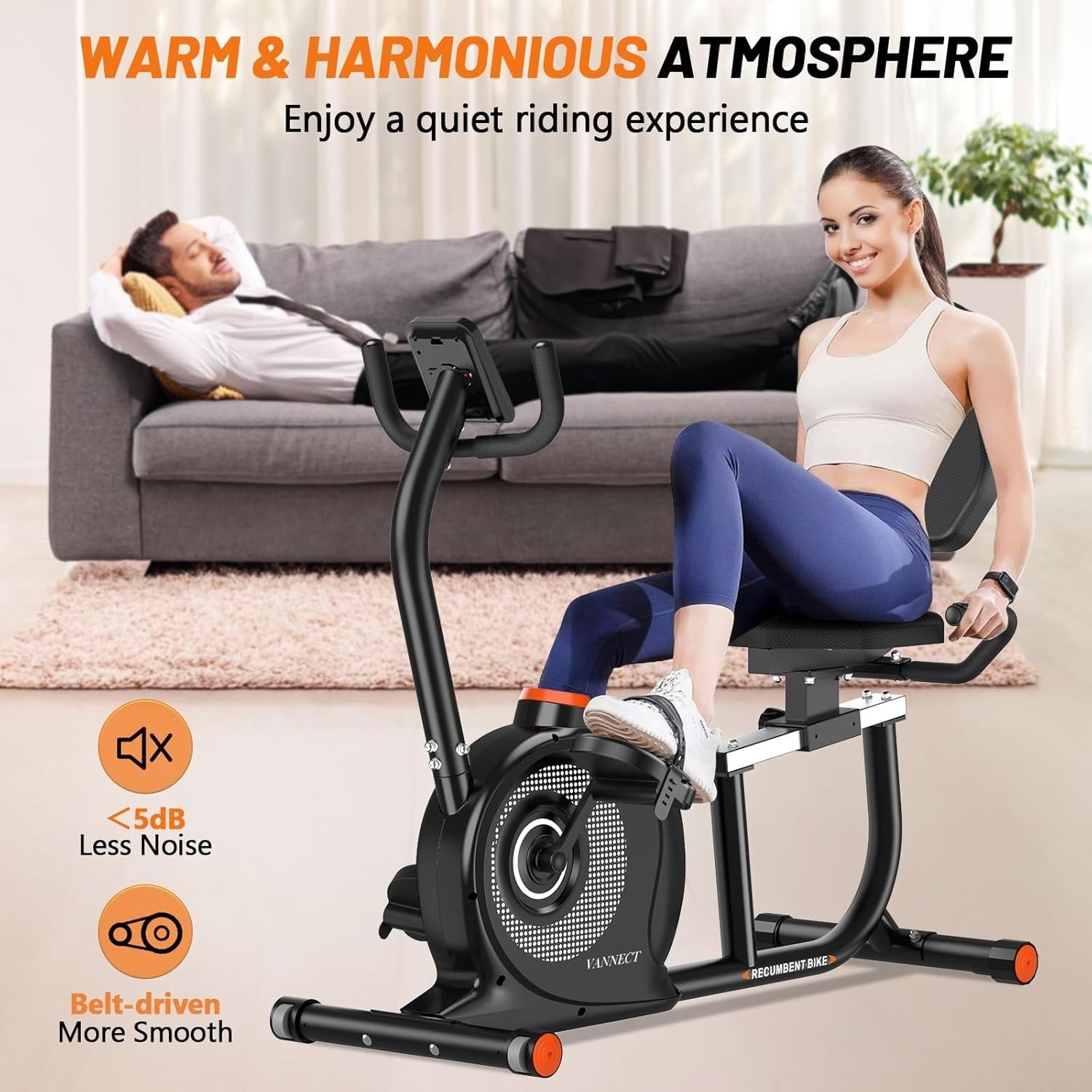 Recumbent Exercise Bike Magnetic 16 Level Bluetooth LCD Heavy Duty Home Fitness