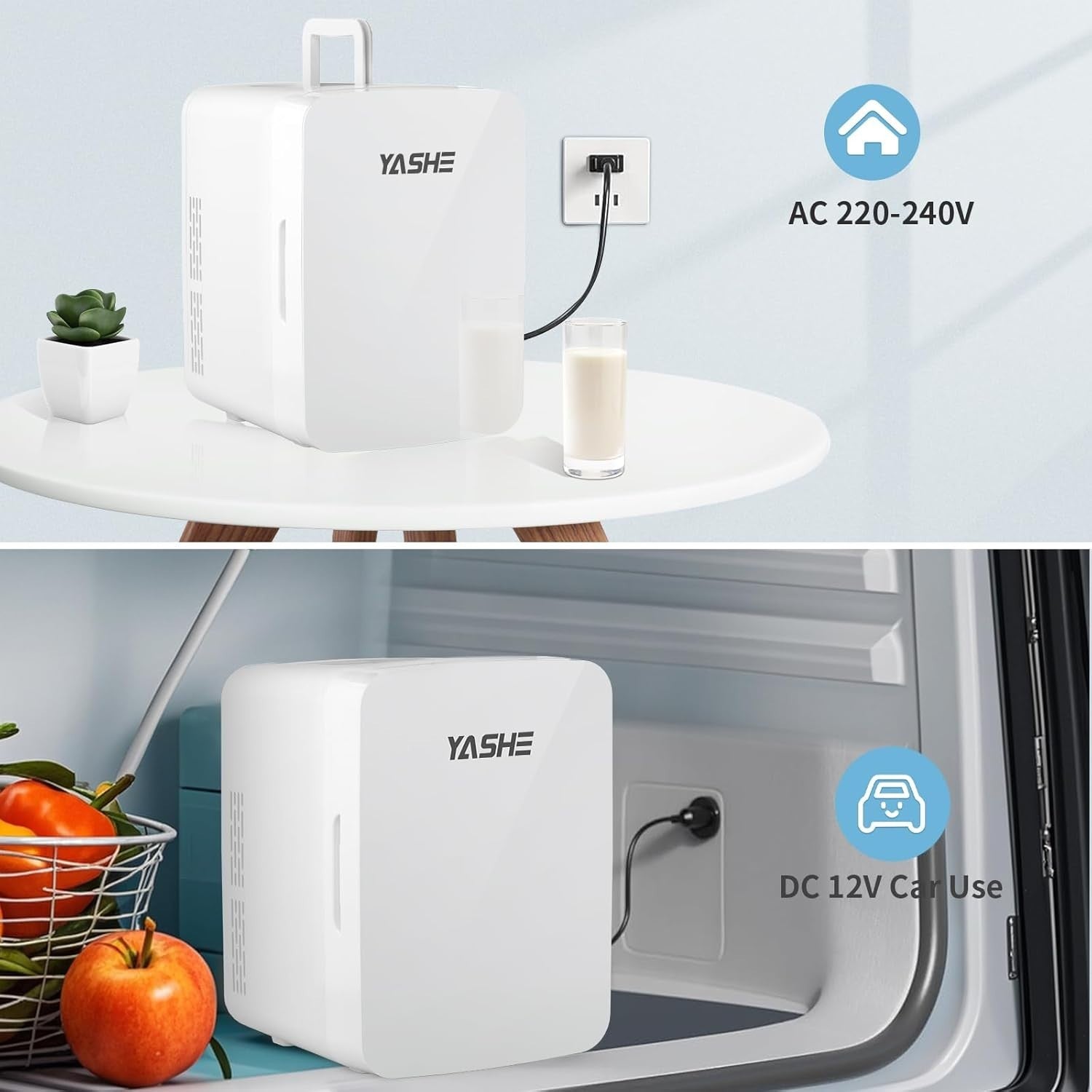 Portable Mini Fridge 10L AC/DC Cooler Warmer Bedroom Car Office