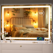 LED Vanity Mirror 95x65cm | Wall/Tabletop, 3 Light Modes, Touch Dimming