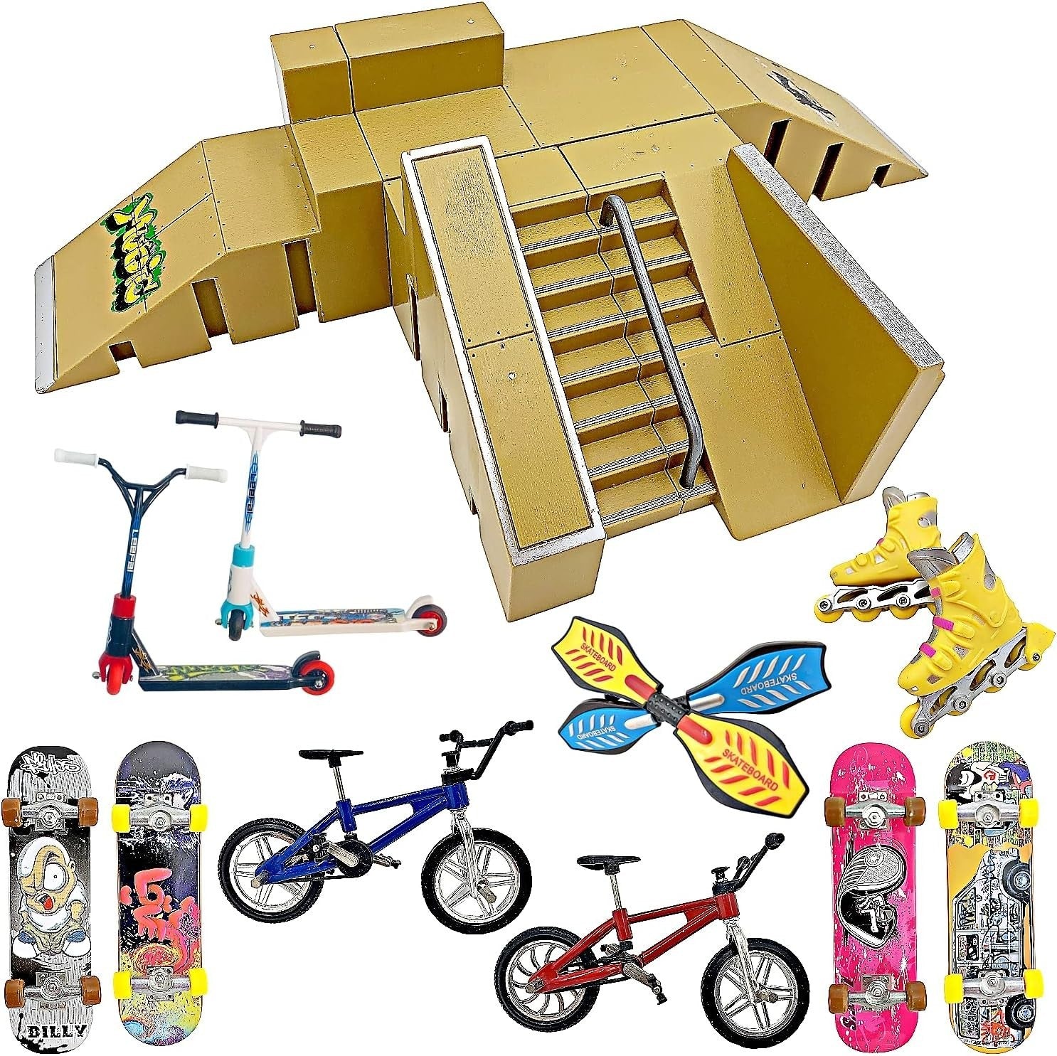 Kids Finger Skatepark Kit 16pc Ramps Boards Indoor Toy