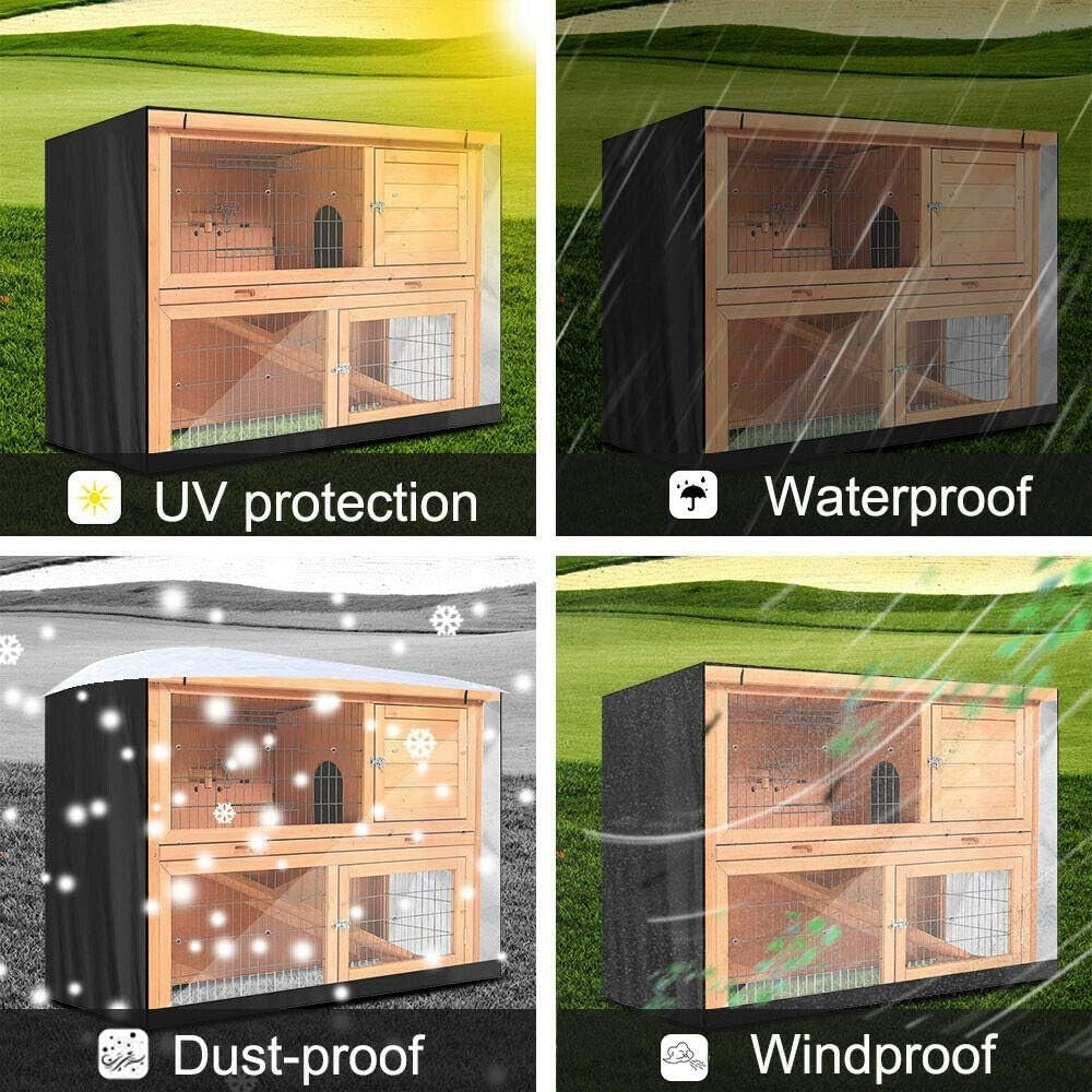 Waterproof Rabbit Hutch Cover Outdoor Winter Cage Protector With Zipper