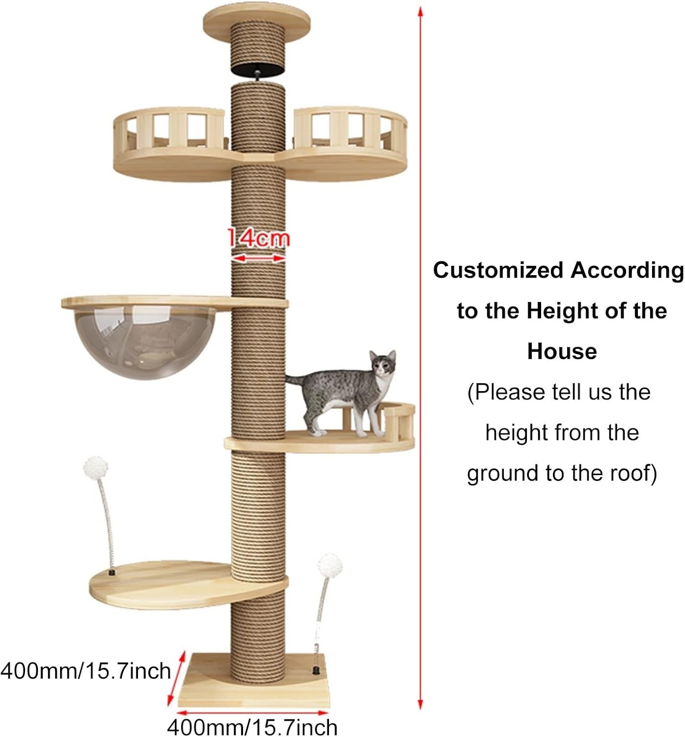 Floor to Ceiling Cat Tree Large Multi Level Tower Hammock Scratching Posts