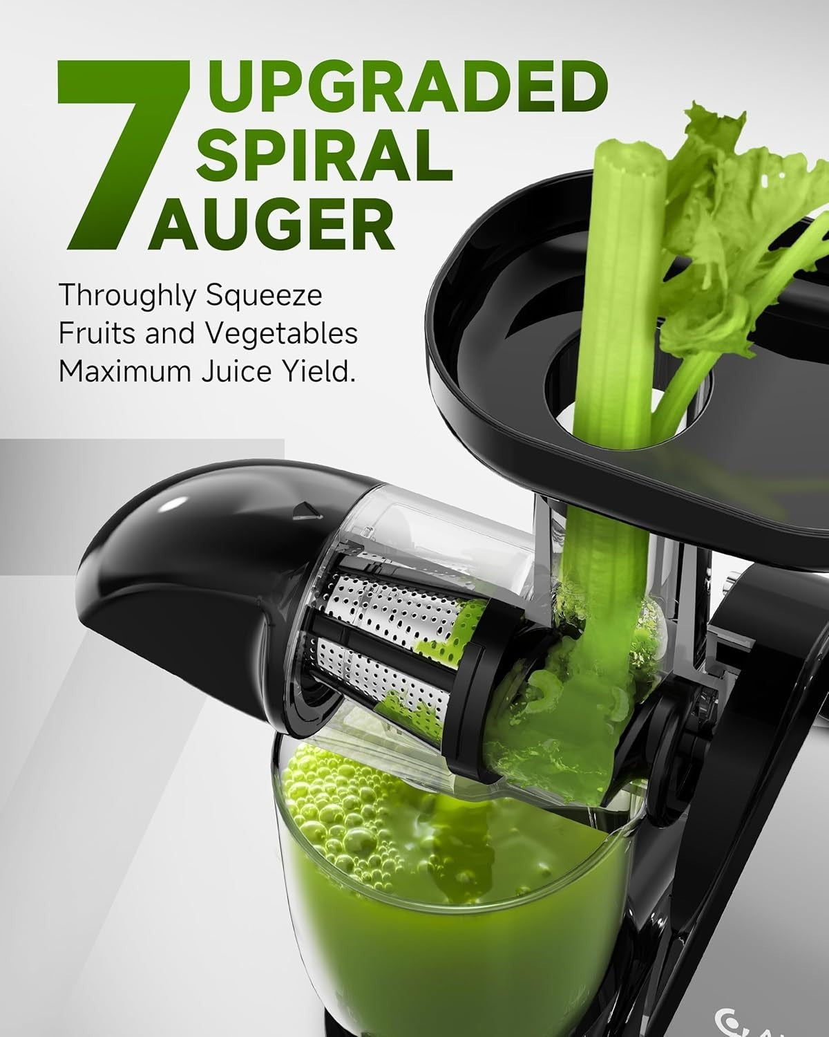 Cold Press Slow Juicer Whole Fruit Masticating High Yield Easy Clean BPA Free