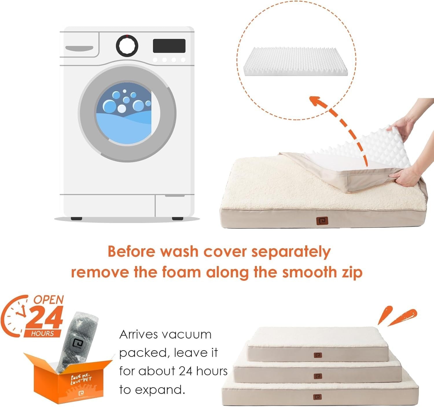 Orthopedic XXL Dog Bed 127x91x10cm Washable Cover Non Slip Camel
