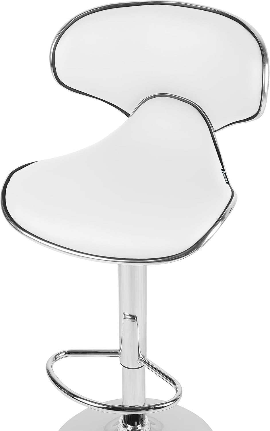 Modern White Bar Stools Set of 2 | Faux Leather Seat, Adjustable Swivel