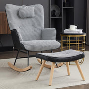 Houndstooth Rocking Chair w/ Footstool & Pillow Lounge Seat for Nursery