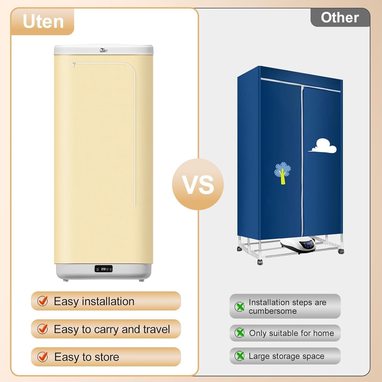 Portable Electric Clothes Dryer 1000W 360° Warm Drying 5kg Indoor