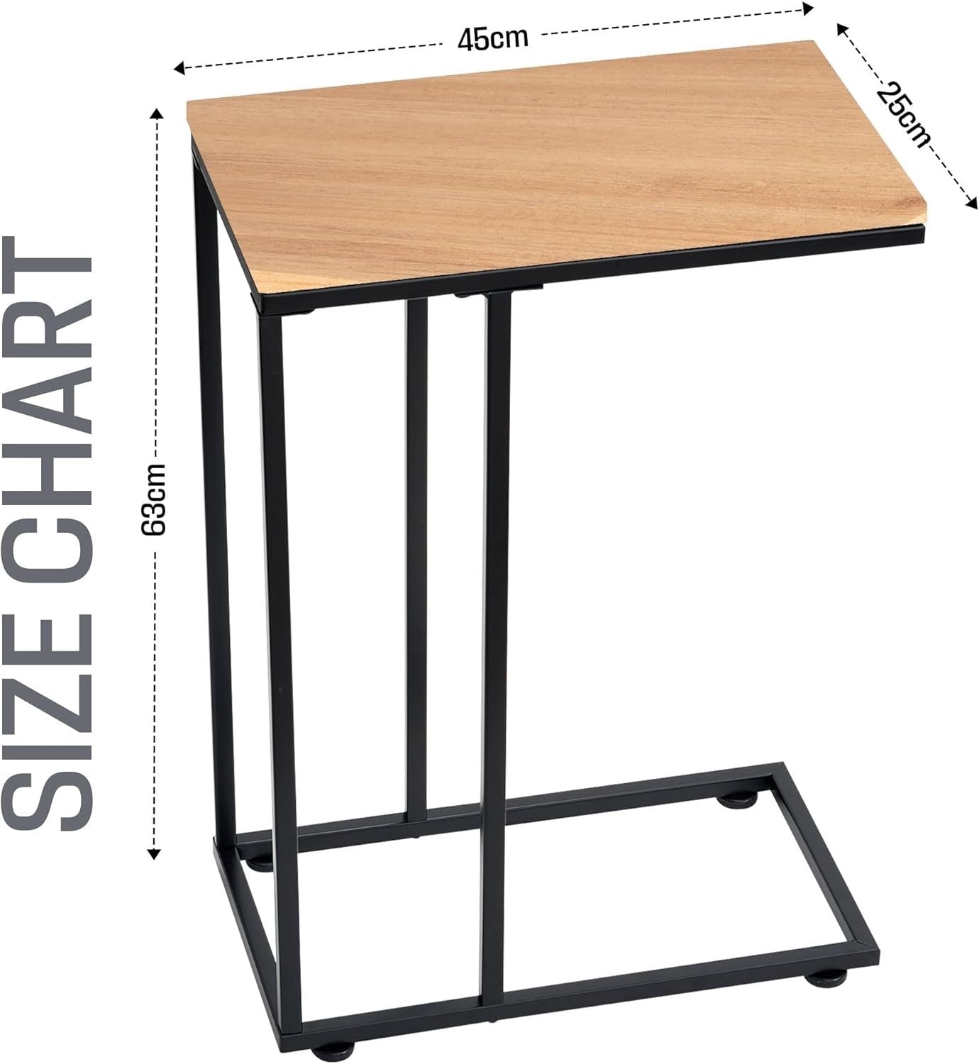 C Shaped Side Table Natural Wood | Sofa Bed Snack Coffee Laptop Stand