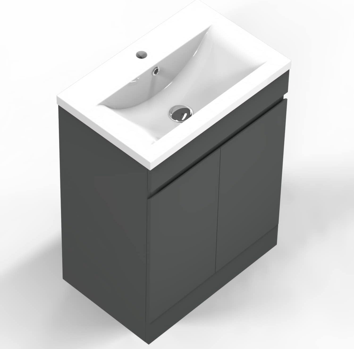 500mm Matt Grey Floor Standing Vanity Unit with Basin 2 Door Sink Cabinet
