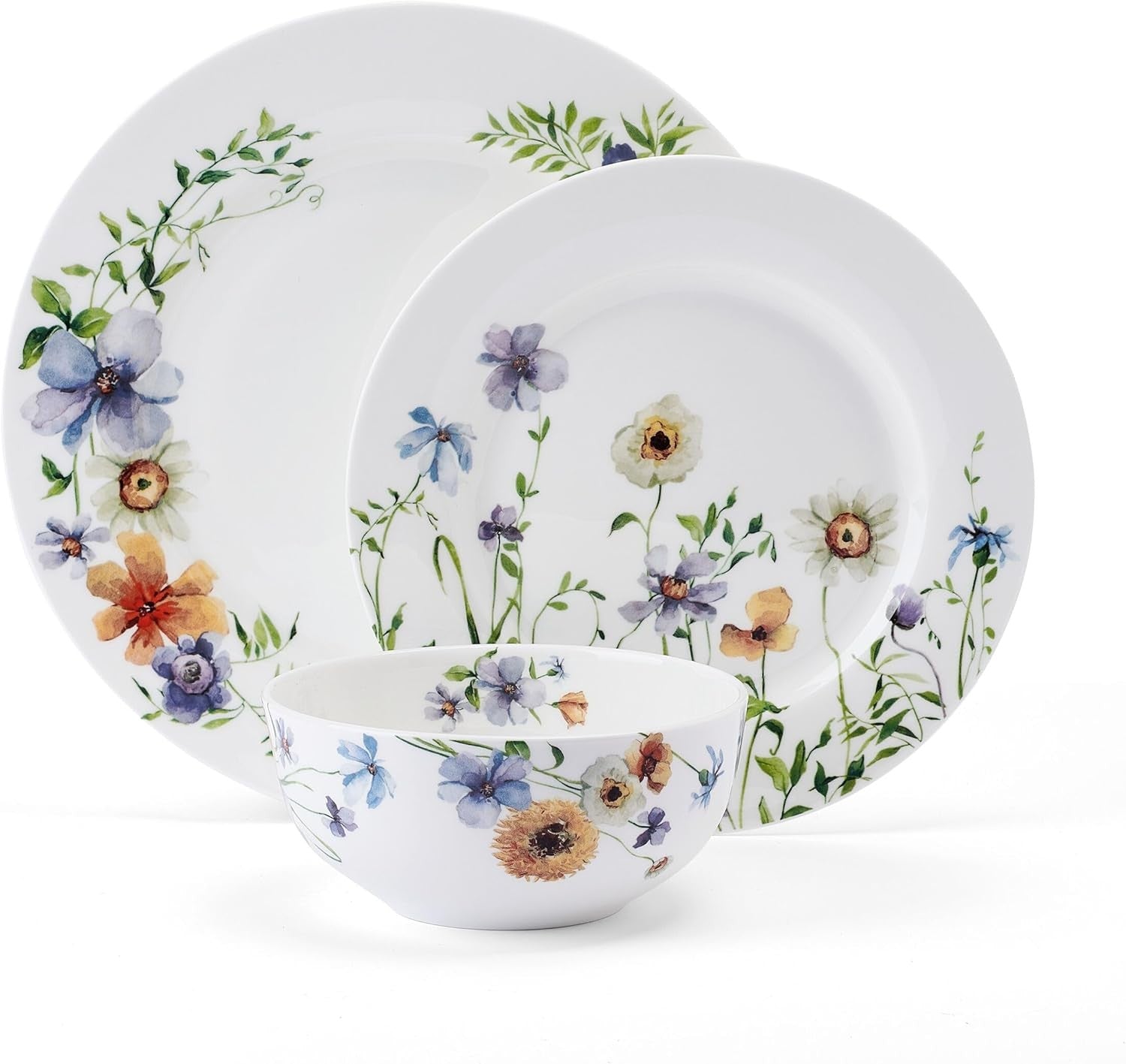 Floral Bone China Dinnerware Set 12 Piece Chip Resistant Plates Bowls