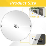 Silver Round Wall Mirror 76x76 cm Metal Frame for Bathroom & Living Room