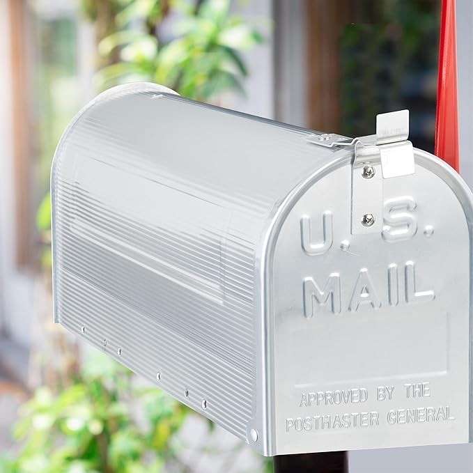 American Style Mailbox Silver Aluminium Lockable Weatherproof