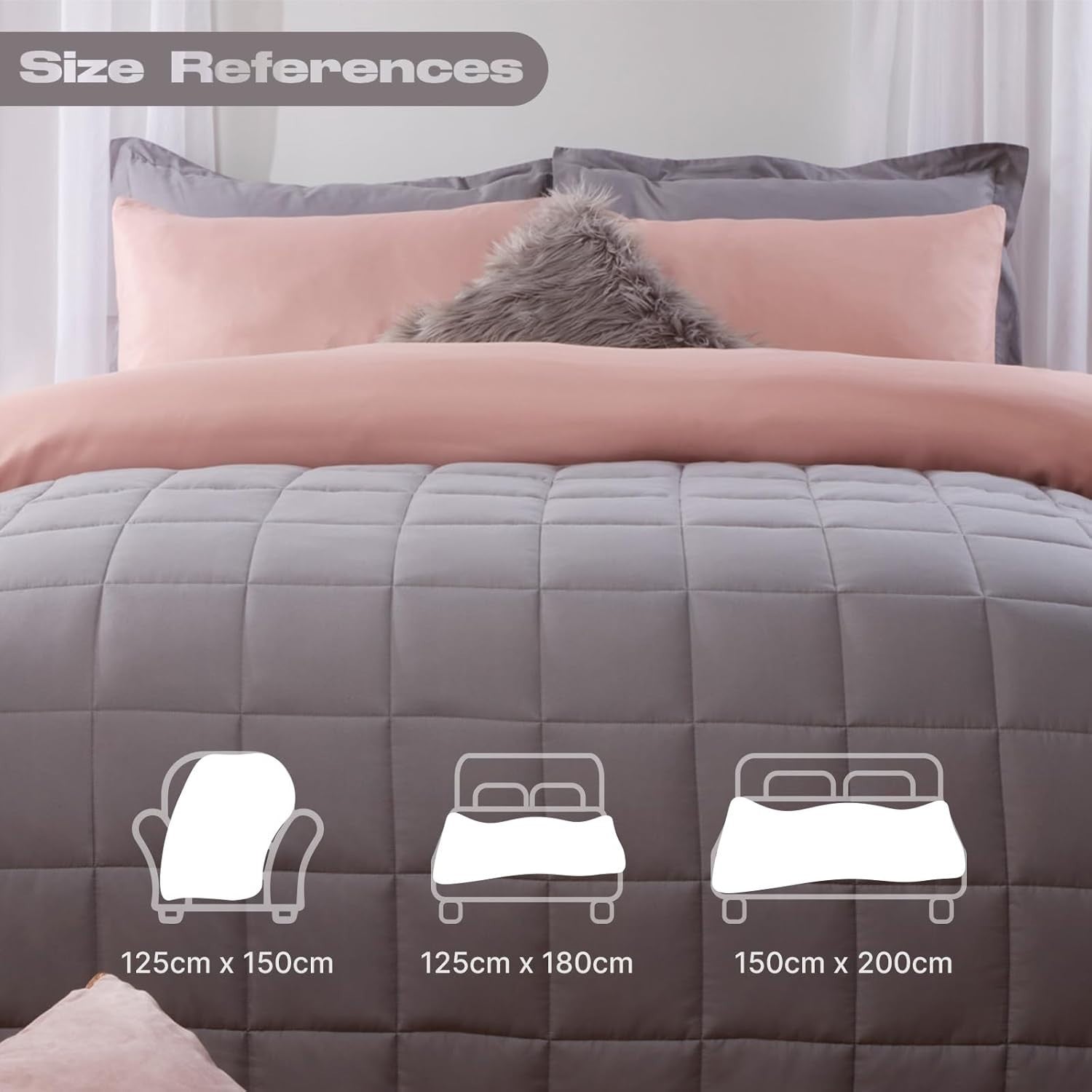 Weighted Blanket Adults Silver Grey 4kg 125x150cm Calming Sleep Aid