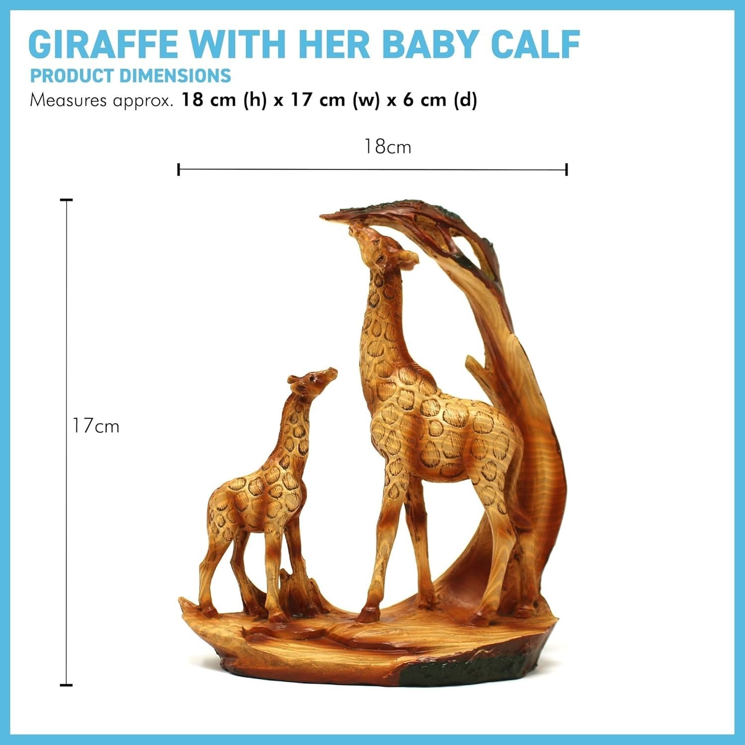 Giraffe & Calf Ornament 18cm Resin African Wildlife Sculpture Rustic Home Decor